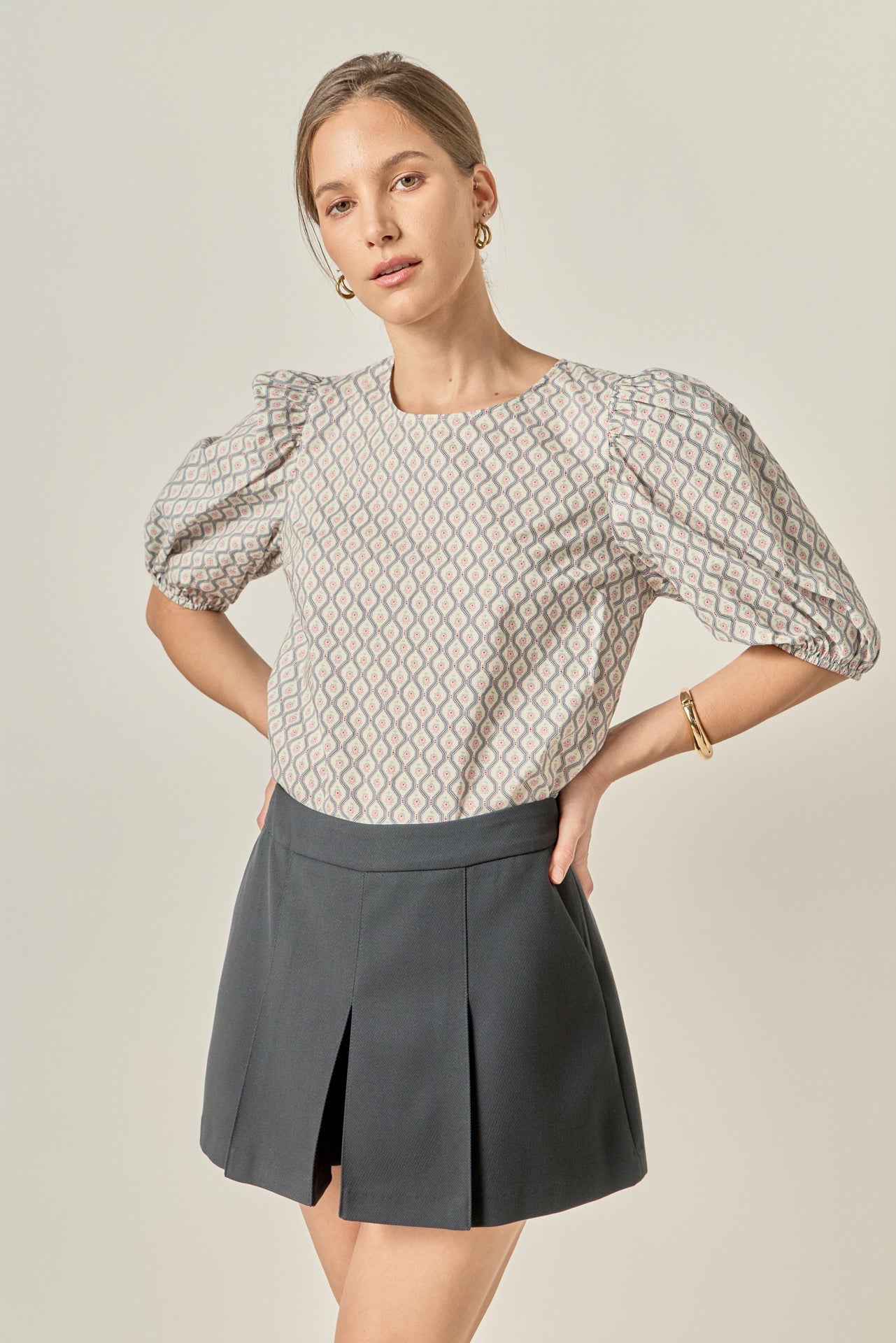 ENGLISH FACTORY - Floral Print Puff Sleeve Top - TOPS available at Objectrare