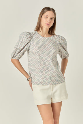 ENGLISH FACTORY - Floral Print Puff Sleeve Top - TOPS available at Objectrare