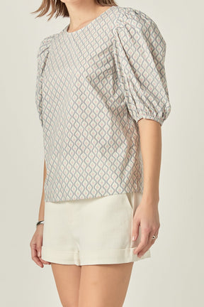 ENGLISH FACTORY - Floral Print Puff Sleeve Top - TOPS available at Objectrare