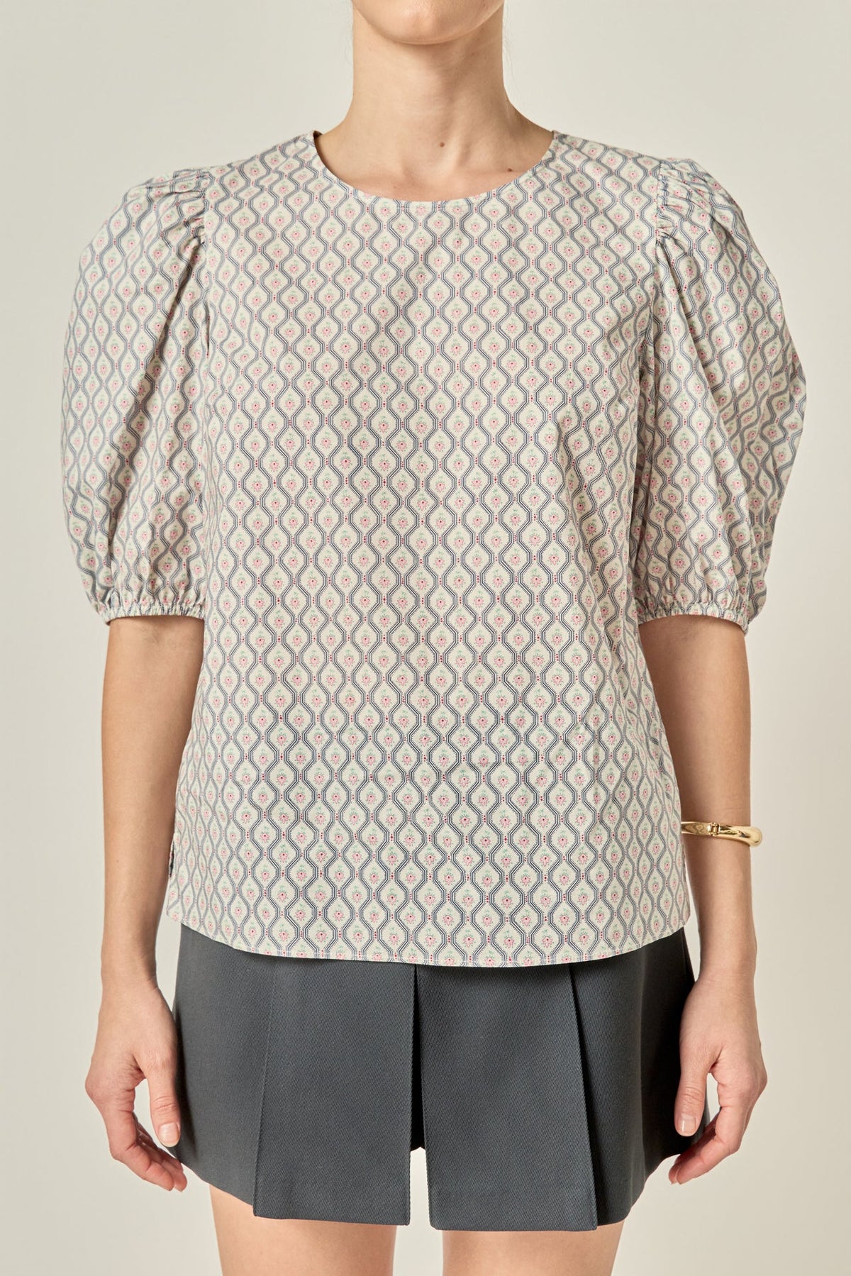 ENGLISH FACTORY - Floral Print Puff Sleeve Top - TOPS available at Objectrare