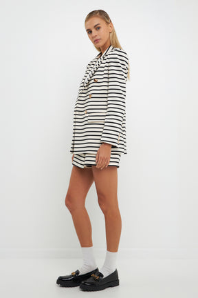 ENGLISH FACTORY - Striped Knit Double Breasted Blazer - BLAZERS available at Objectrare