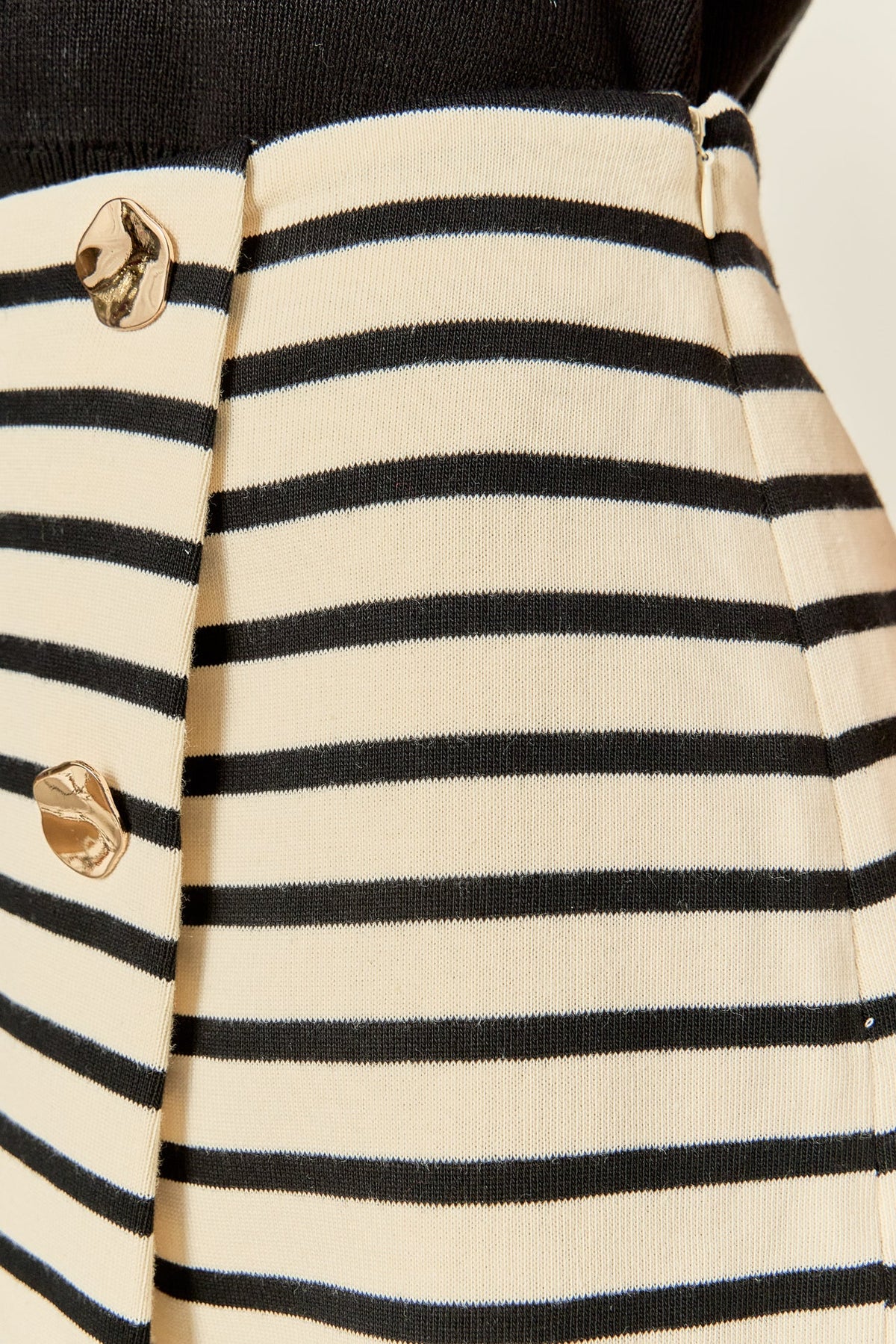 ENGLISH FACTORY - Striped Knit Skort with Button - SKORTS available at Objectrare