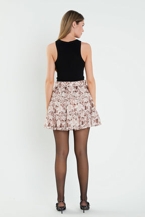 ENGLISH FACTORY - Printed Linen Tiered Mini Skirt - SKIRTS available at Objectrare