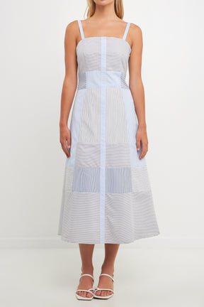 ENGLISH FACTORY - Striped Patchwork Dress - DRESSES available at Objectrare