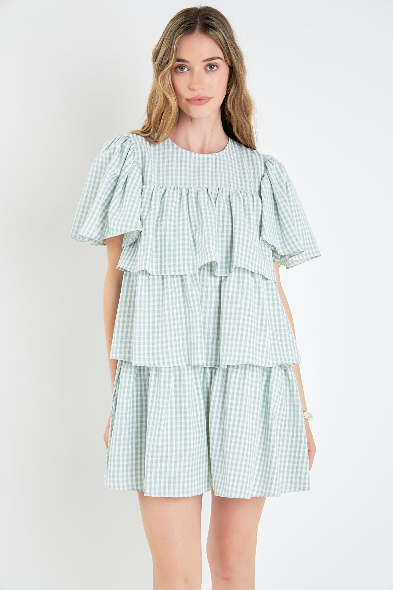 ENGLISH FACTORY - Gingham Print Tiered Dress - DRESSES available at Objectrare