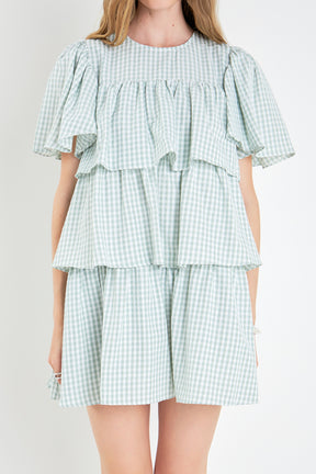 ENGLISH FACTORY - Gingham Print Tiered Dress - DRESSES available at Objectrare