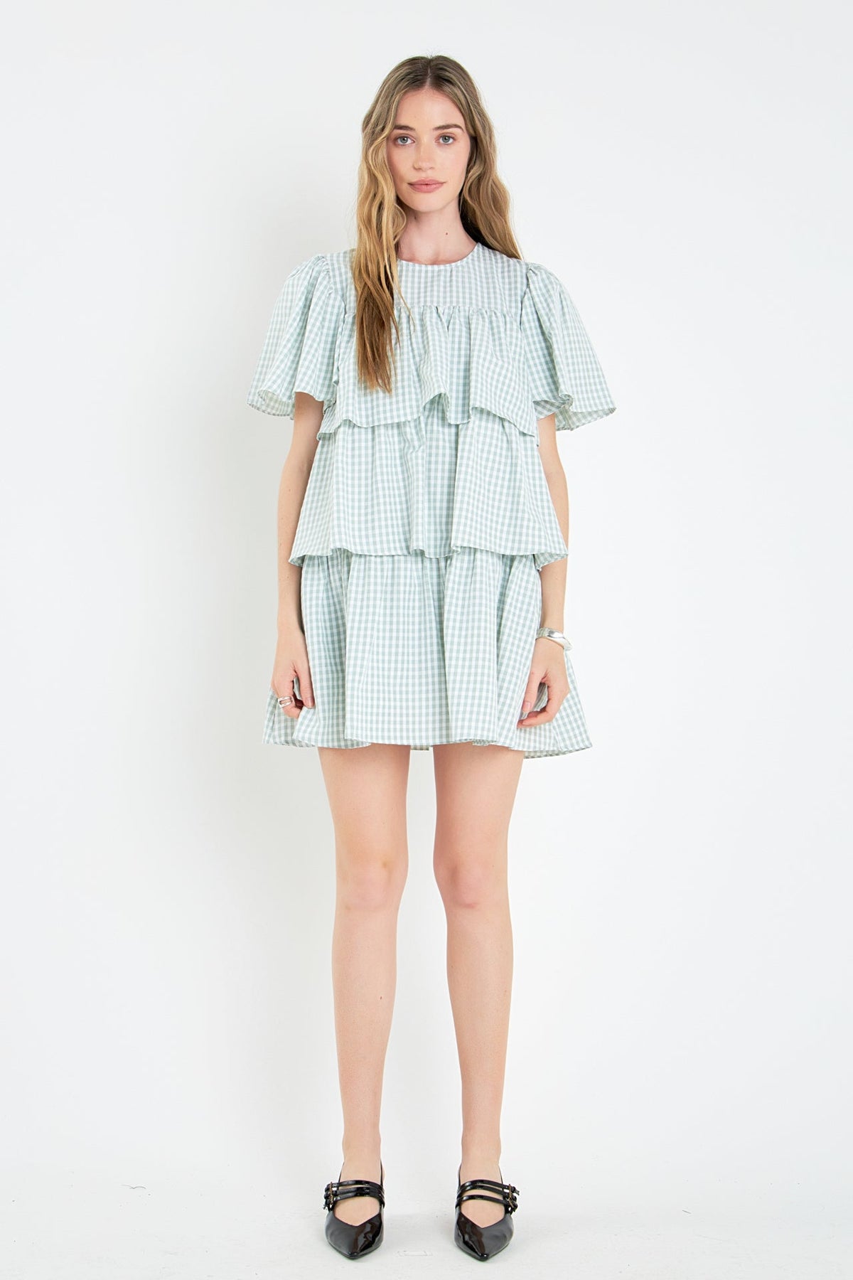 ENGLISH FACTORY - Gingham Print Tiered Dress - DRESSES available at Objectrare