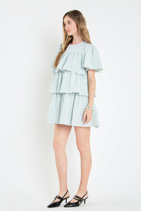 ENGLISH FACTORY - Gingham Print Tiered Dress - DRESSES available at Objectrare