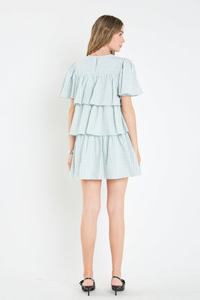 ENGLISH FACTORY - Gingham Print Tiered Dress - DRESSES available at Objectrare