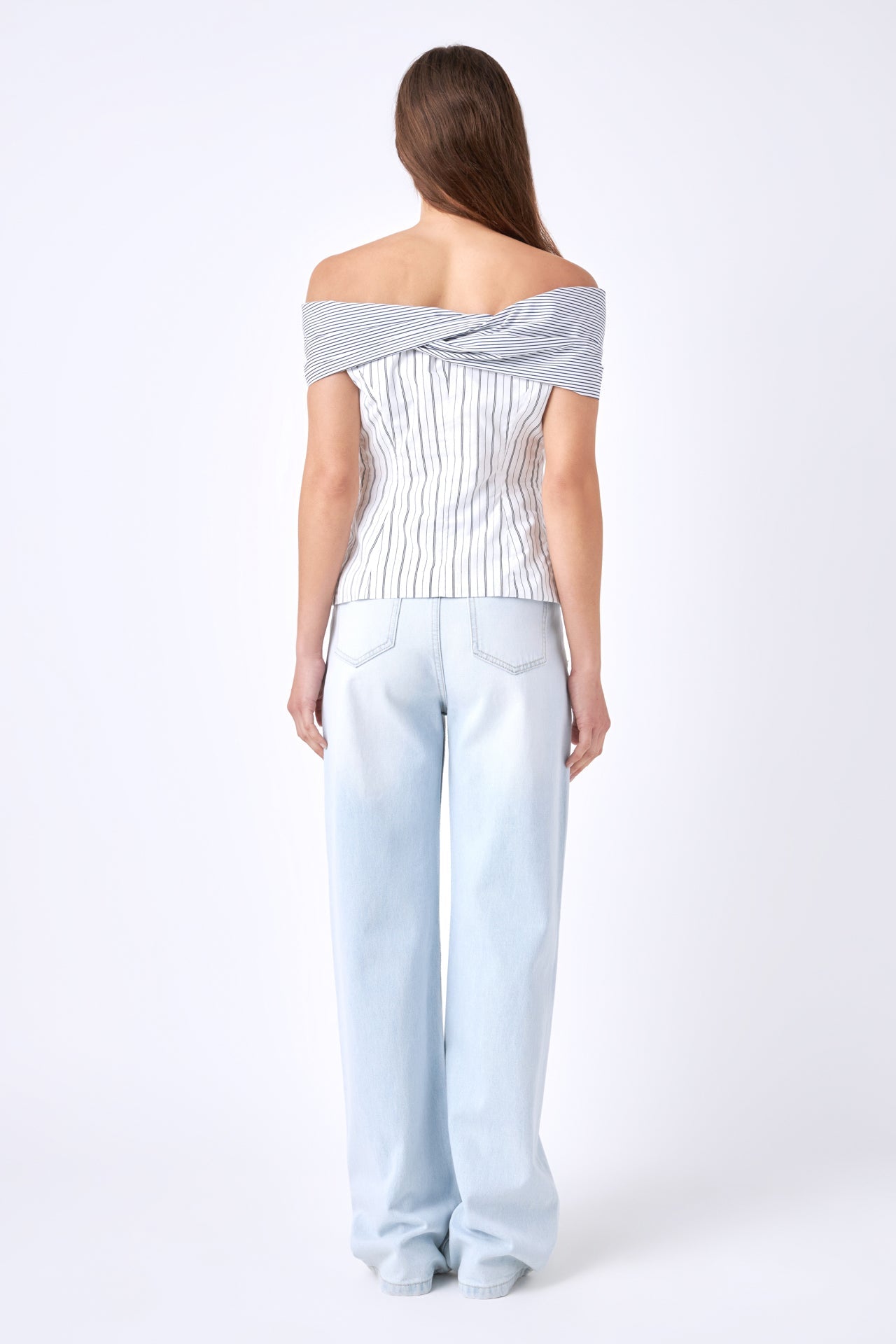 ENGLISH FACTORY - Combination Stripe Off Shoulder Top - TOPS available at Objectrare