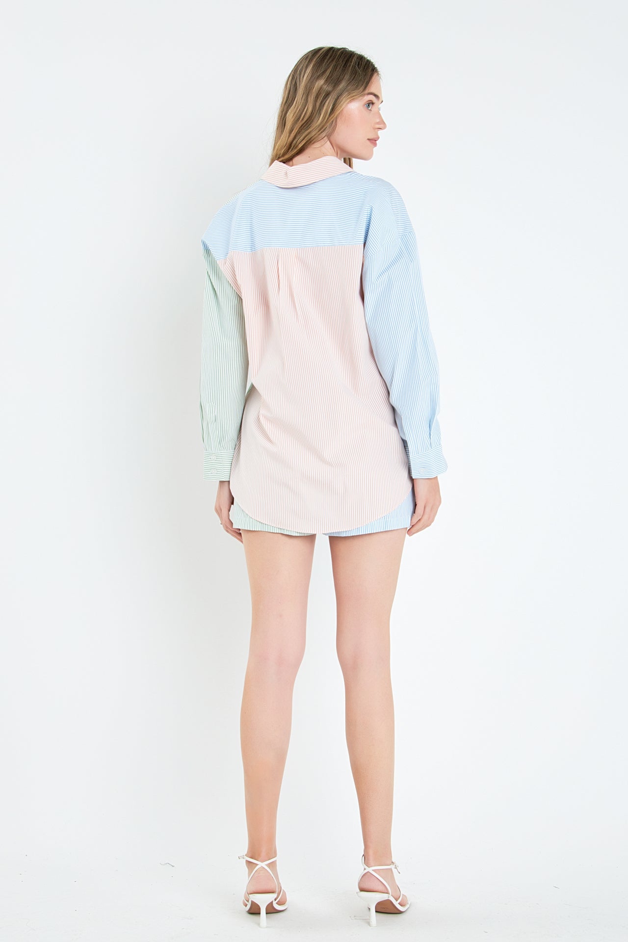 ENGLISH FACTORY - Striped Color Blocked Oversized Shirt - SHIRTS & BLOUSES available at Objectrare