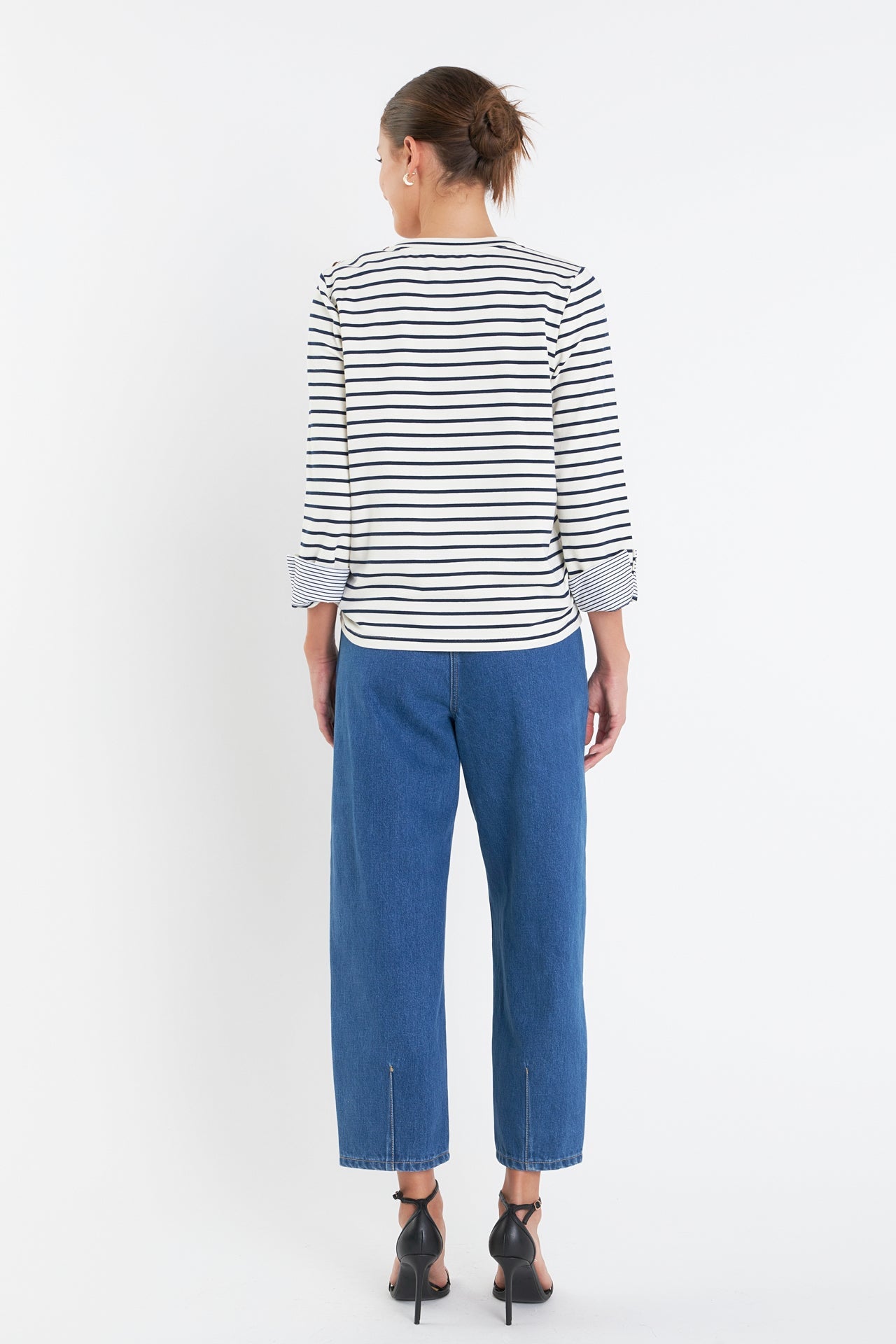 ENGLISH FACTORY - English Factory - Striped Breton Tee with Fold Over Combo Cuff - TOPS available at Objectrare