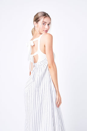 ENGLISH FACTORY - Tie Back Knit Combo Striped Maxi Dress - DRESSES available at Objectrare