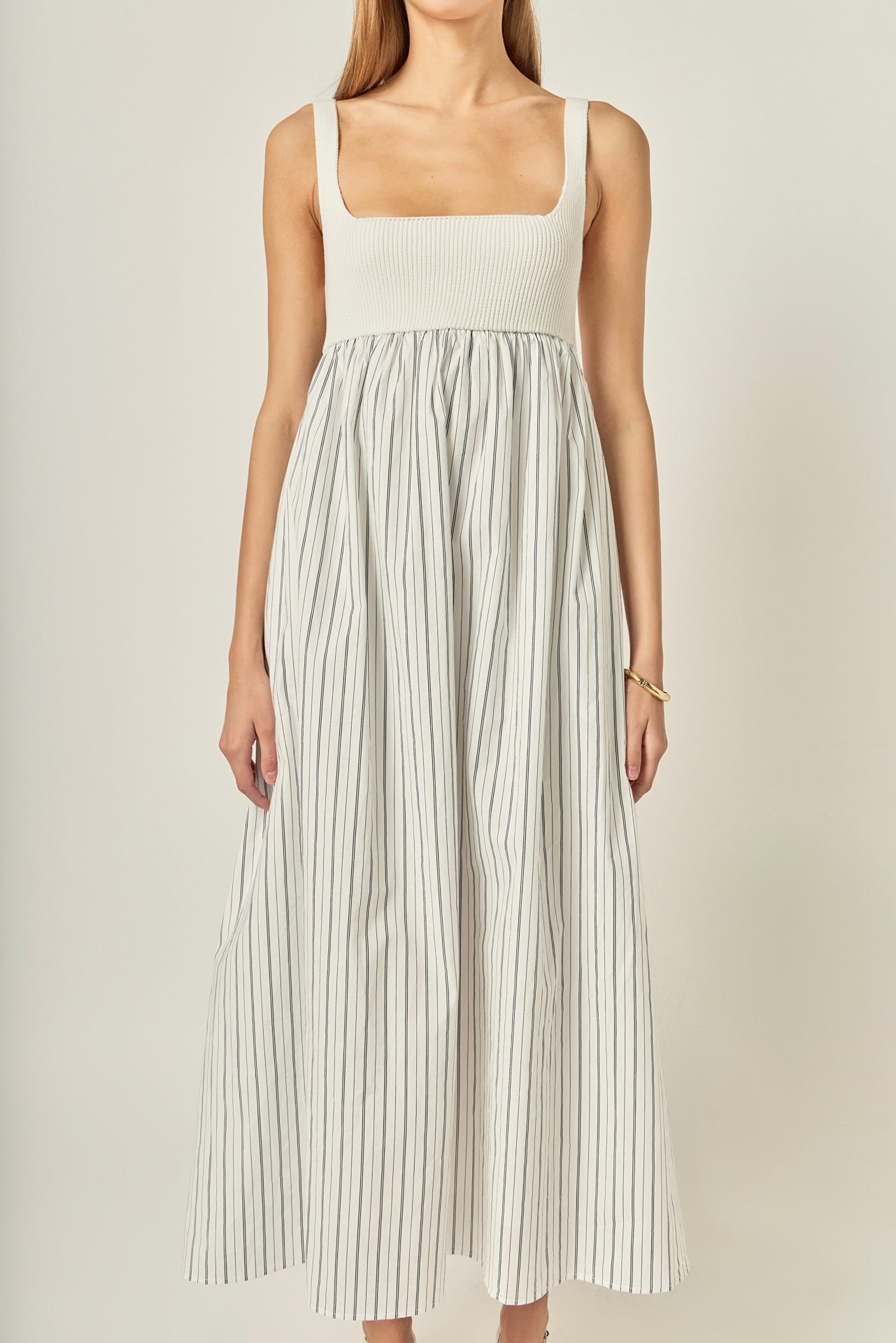 ENGLISH FACTORY - Tie Back Knit Combo Striped Maxi Dress - DRESSES available at Objectrare