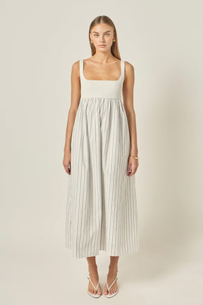 ENGLISH FACTORY - Tie Back Knit Combo Striped Maxi Dress - DRESSES available at Objectrare