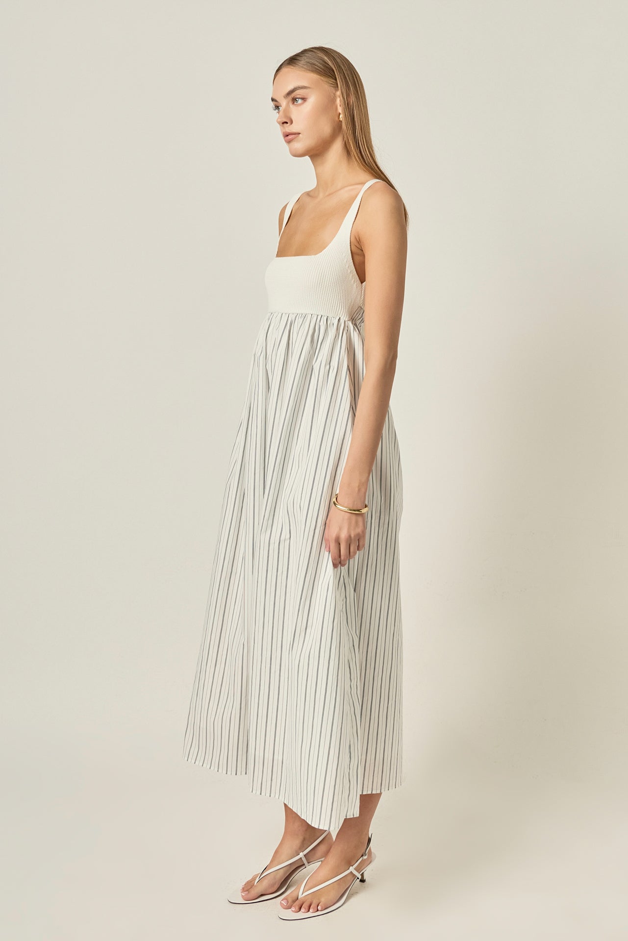 ENGLISH FACTORY - Tie Back Knit Combo Striped Maxi Dress - DRESSES available at Objectrare