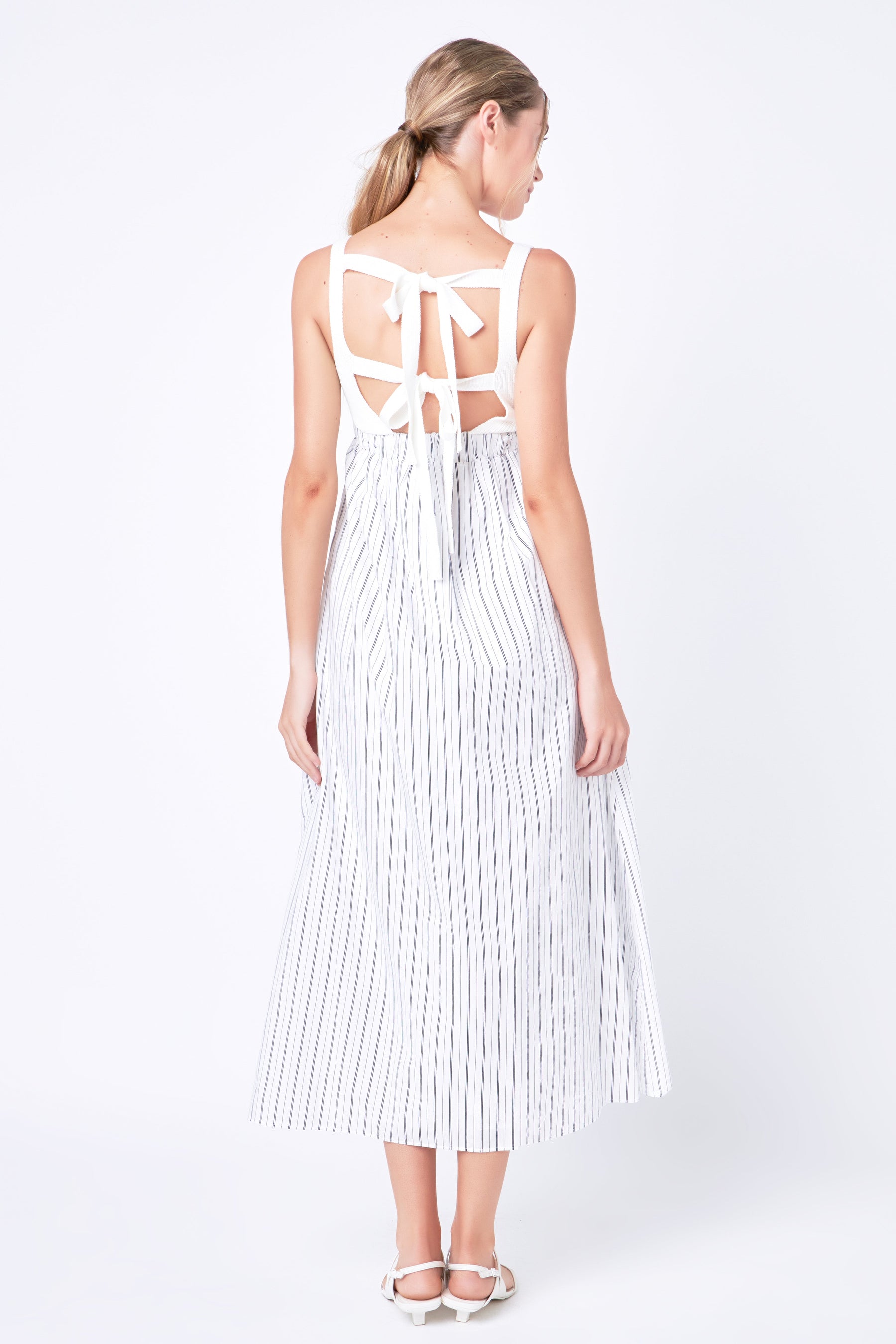 ENGLISH FACTORY - Tie Back Knit Combo Striped Maxi Dress - DRESSES available at Objectrare