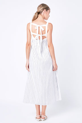 ENGLISH FACTORY - Tie Back Knit Combo Striped Maxi Dress - DRESSES available at Objectrare