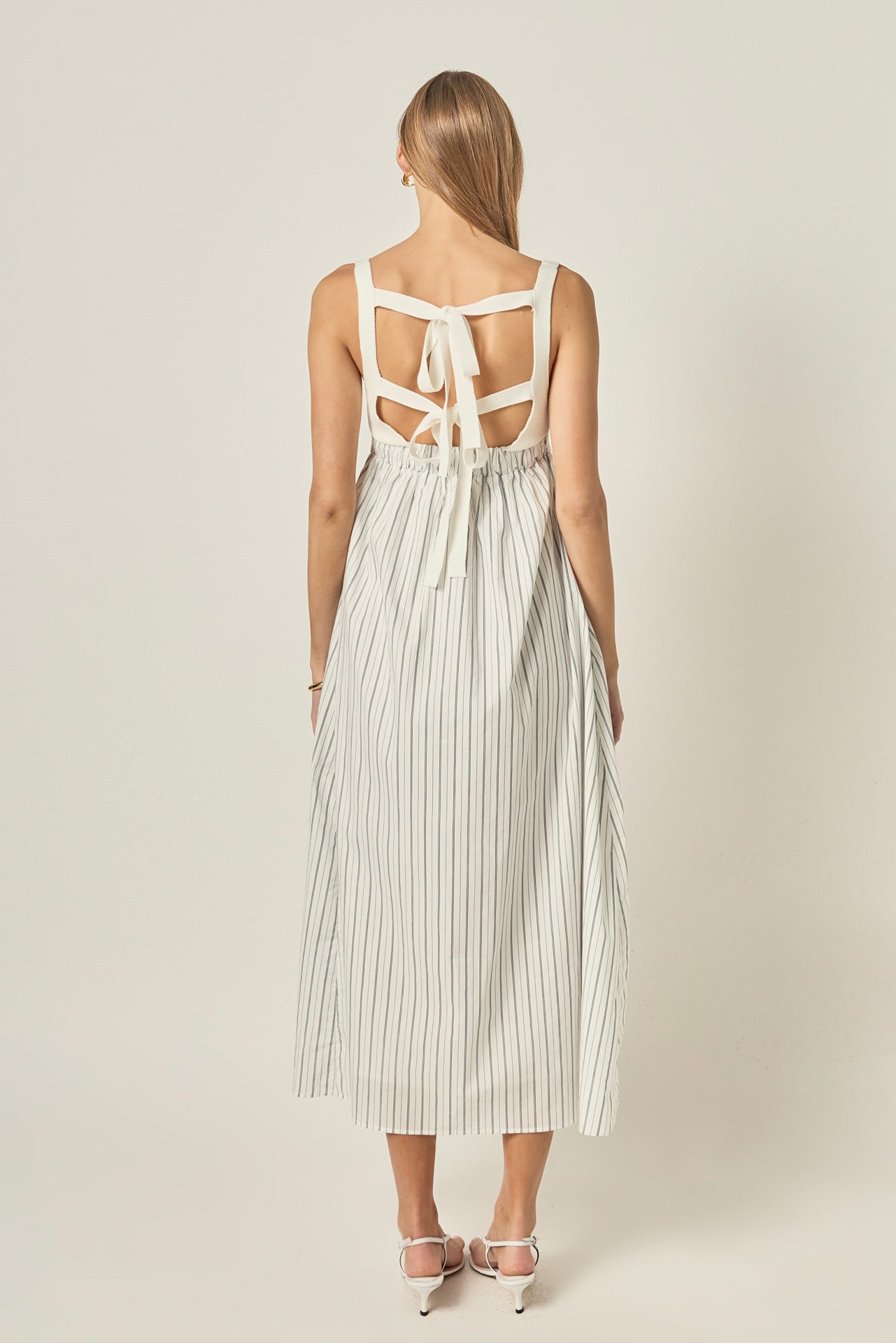 ENGLISH FACTORY - Tie Back Knit Combo Striped Maxi Dress - DRESSES available at Objectrare