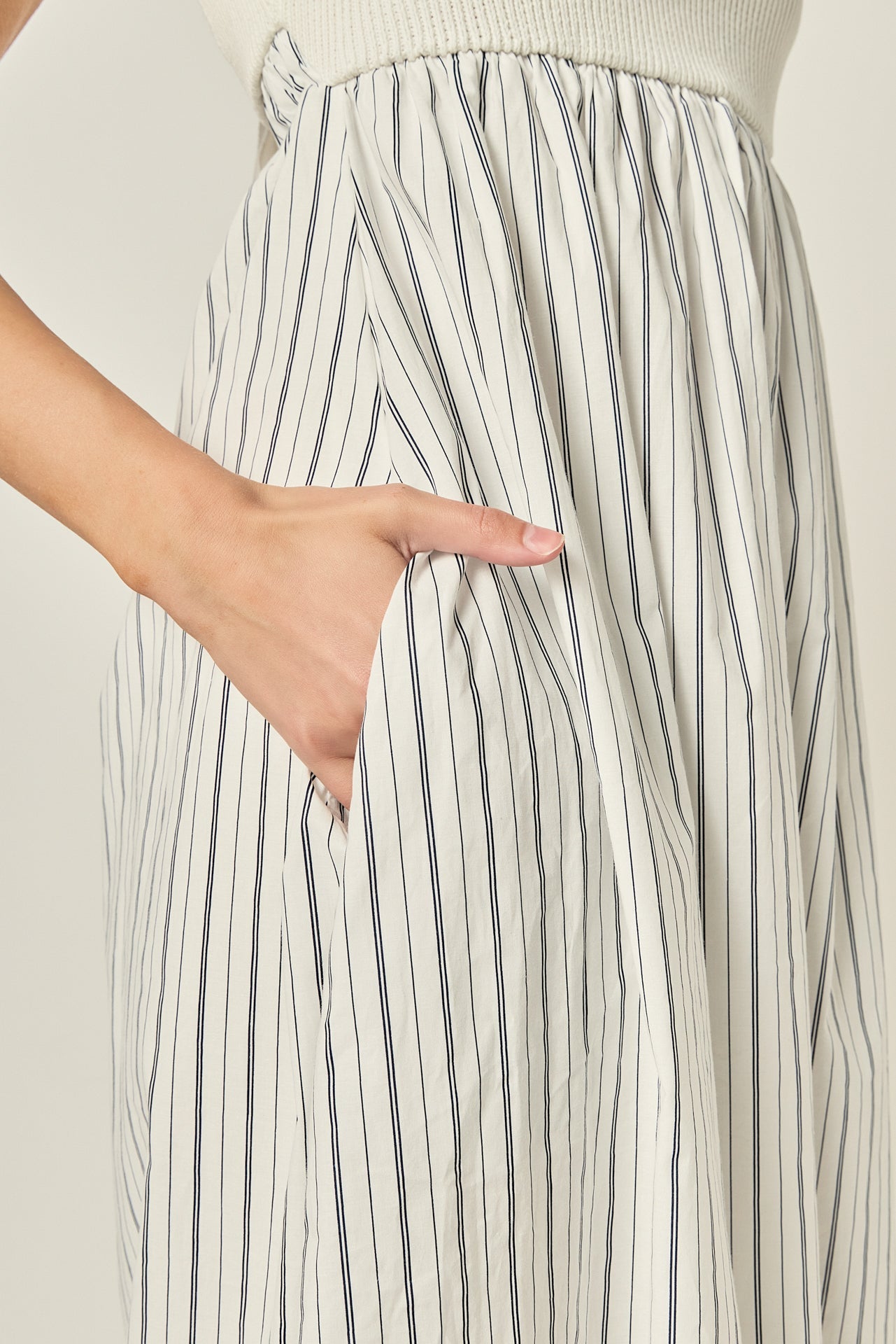 ENGLISH FACTORY - Tie Back Knit Combo Striped Maxi Dress - DRESSES available at Objectrare