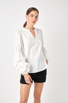 ENGLISH FACTORY - Blouson Sleeve Blouse - BLOUSES available at Objectrare