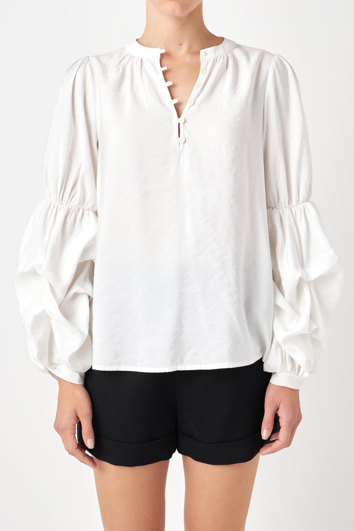 ENGLISH FACTORY - Blouson Sleeve Blouse - BLOUSES available at Objectrare