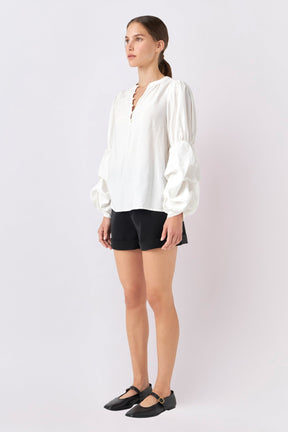 ENGLISH FACTORY - Blouson Sleeve Blouse - SHIRTS & BLOUSES available at Objectrare