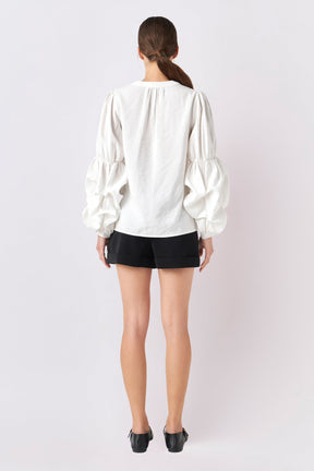 ENGLISH FACTORY - Blouson Sleeve Blouse - SHIRTS & BLOUSES available at Objectrare