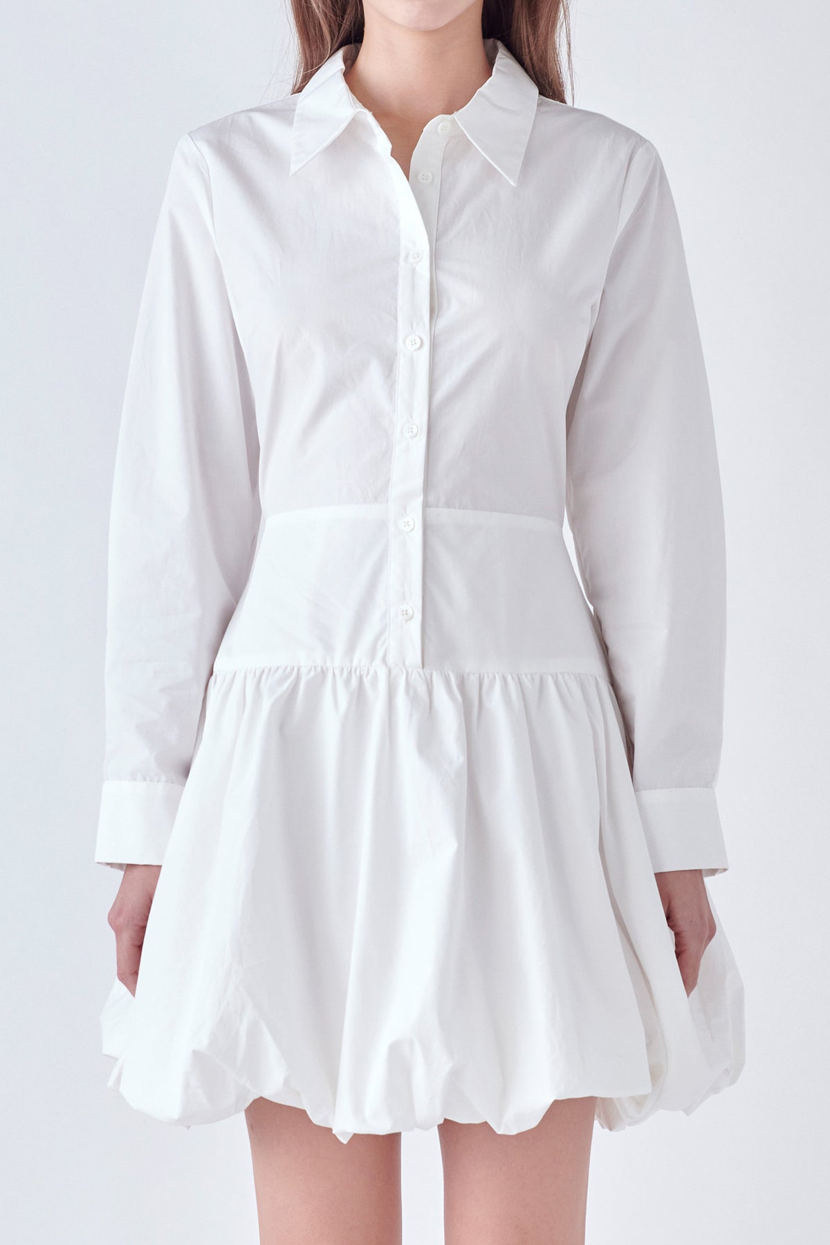 ENGLISH FACTORY - Poplin Shirt Dress with Bubble Hem - DRESSES available at Objectrare