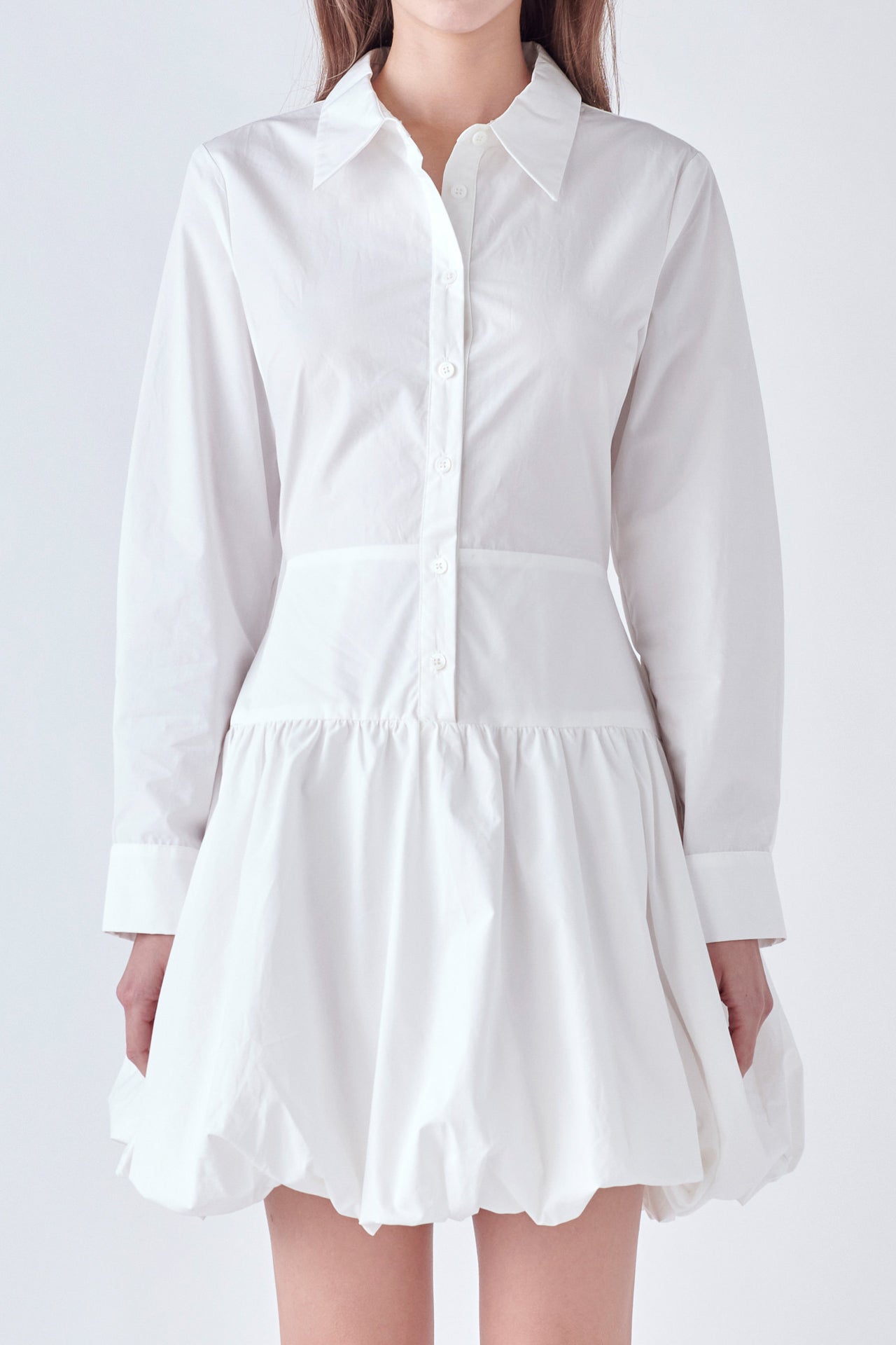 ENGLISH FACTORY - English Factory - Poplin Shirt Dress with Bubble Hem - DRESSES available at Objectrare