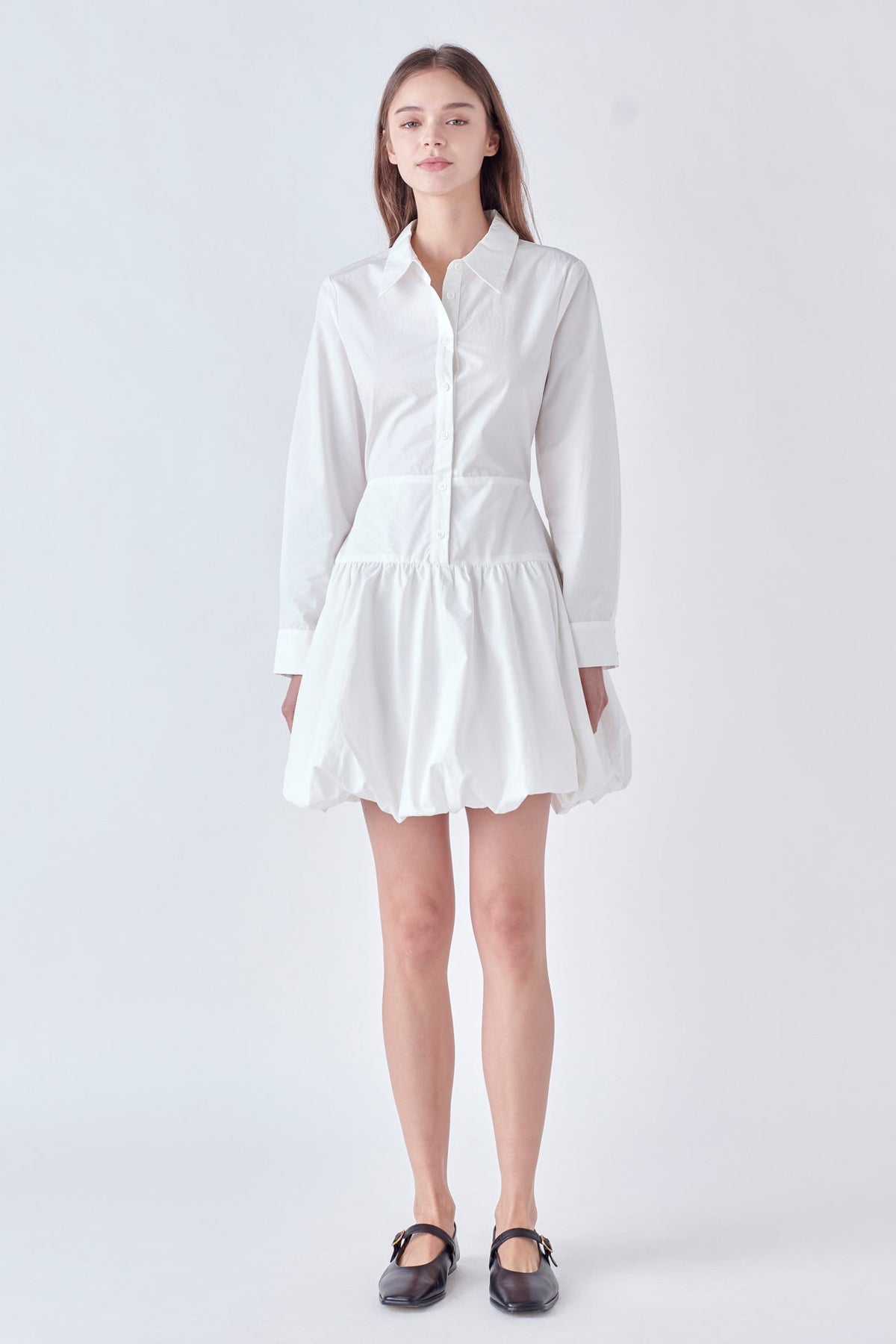 ENGLISH FACTORY - Poplin Shirt Dress with Bubble Hem - DRESSES available at Objectrare