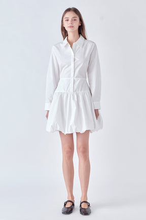 ENGLISH FACTORY - Poplin Shirt Dress with Bubble Hem - DRESSES available at Objectrare