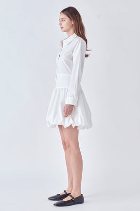 ENGLISH FACTORY - Poplin Shirt Dress with Bubble Hem - DRESSES available at Objectrare