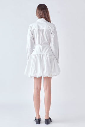 ENGLISH FACTORY - English Factory - Poplin Shirt Dress with Bubble Hem - DRESSES available at Objectrare