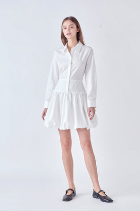 ENGLISH FACTORY - Poplin Shirt Dress with Bubble Hem - DRESSES available at Objectrare