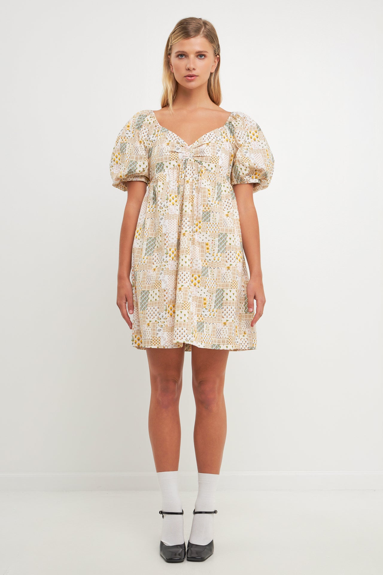 FREE THE ROSES - Printed Babydoll Mini Dress - DRESSES available at Objectrare