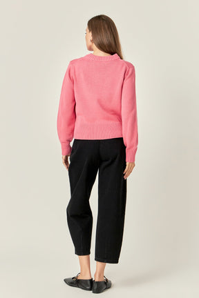 ENGLISH FACTORY - Relaxed Fit Pink Sweater - SWEATERS & KNITS available at Objectrare