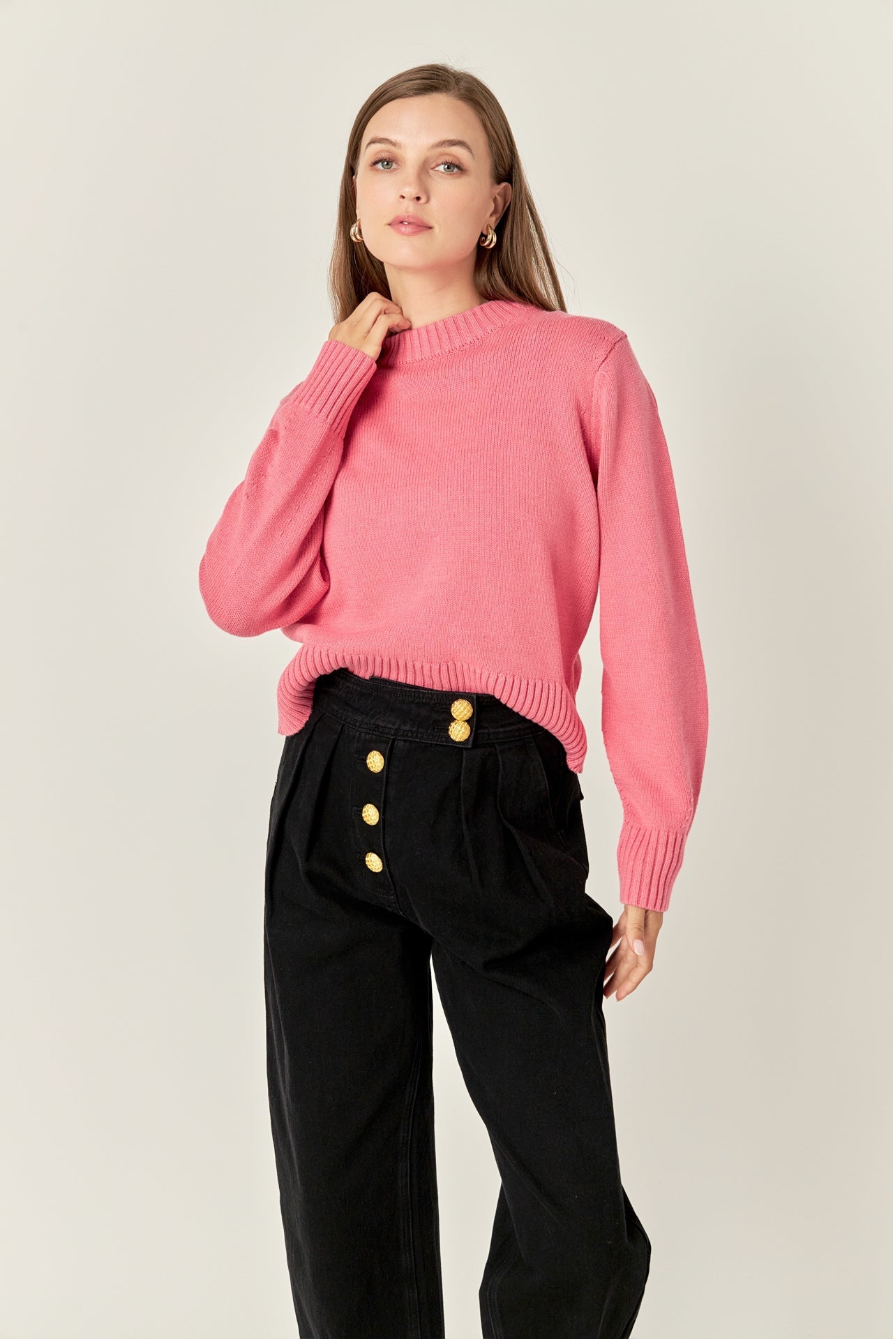 ENGLISH FACTORY - Relaxed Fit Pink Sweater - SWEATERS & KNITS available at Objectrare