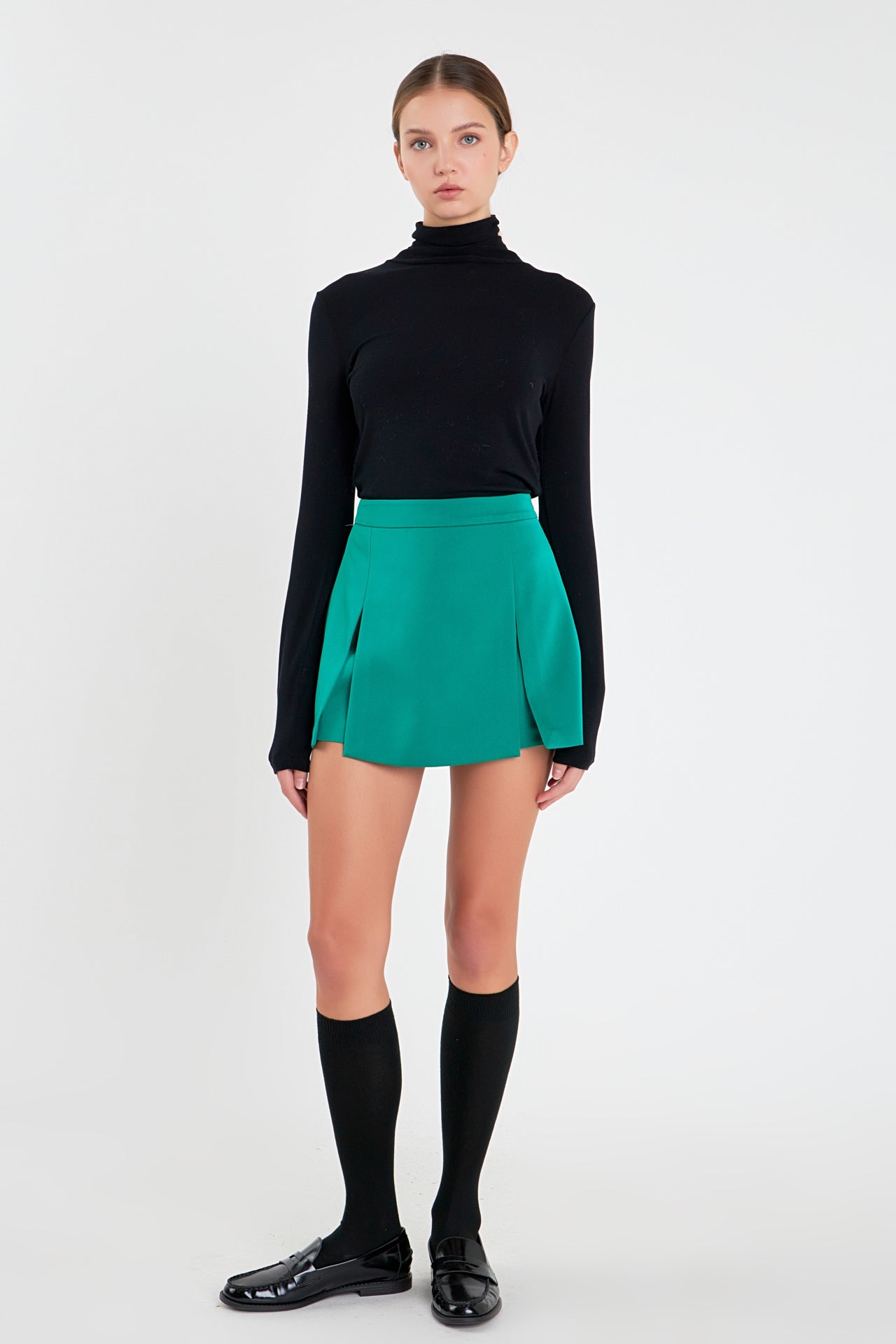 ENGLISH FACTORY - Satin Single Pleat Skort - SKORTS available at Objectrare