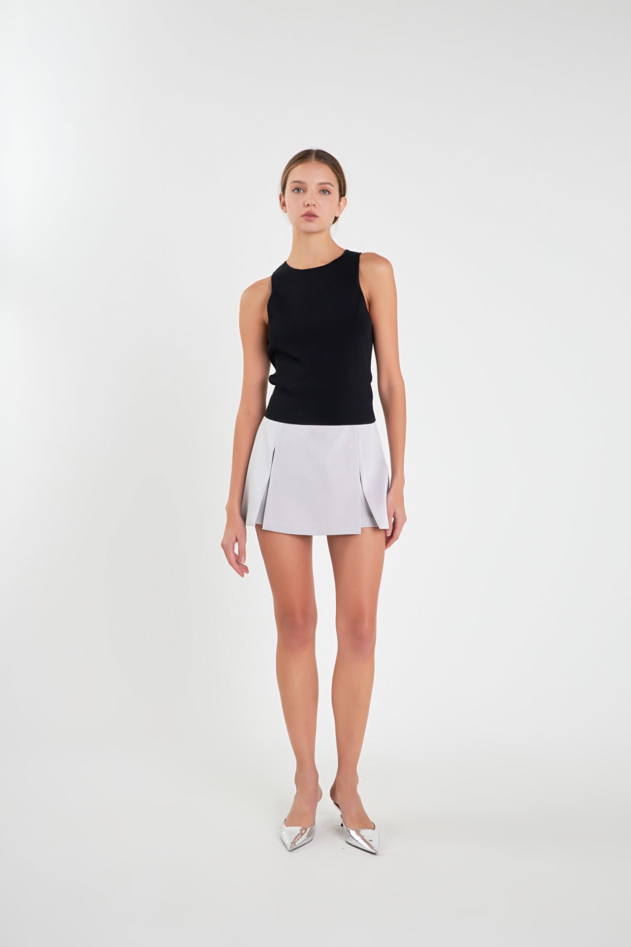 Satin Single Pleat Skort