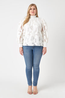 ENGLISH FACTORY - Embroidered Cotton Blouse with Smocked Neck - SHIRTS & BLOUSES available at Objectrare