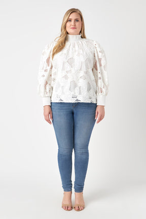 ENGLISH FACTORY - Embroidered Cotton Blouse with Smocked Neck - SHIRTS & BLOUSES available at Objectrare