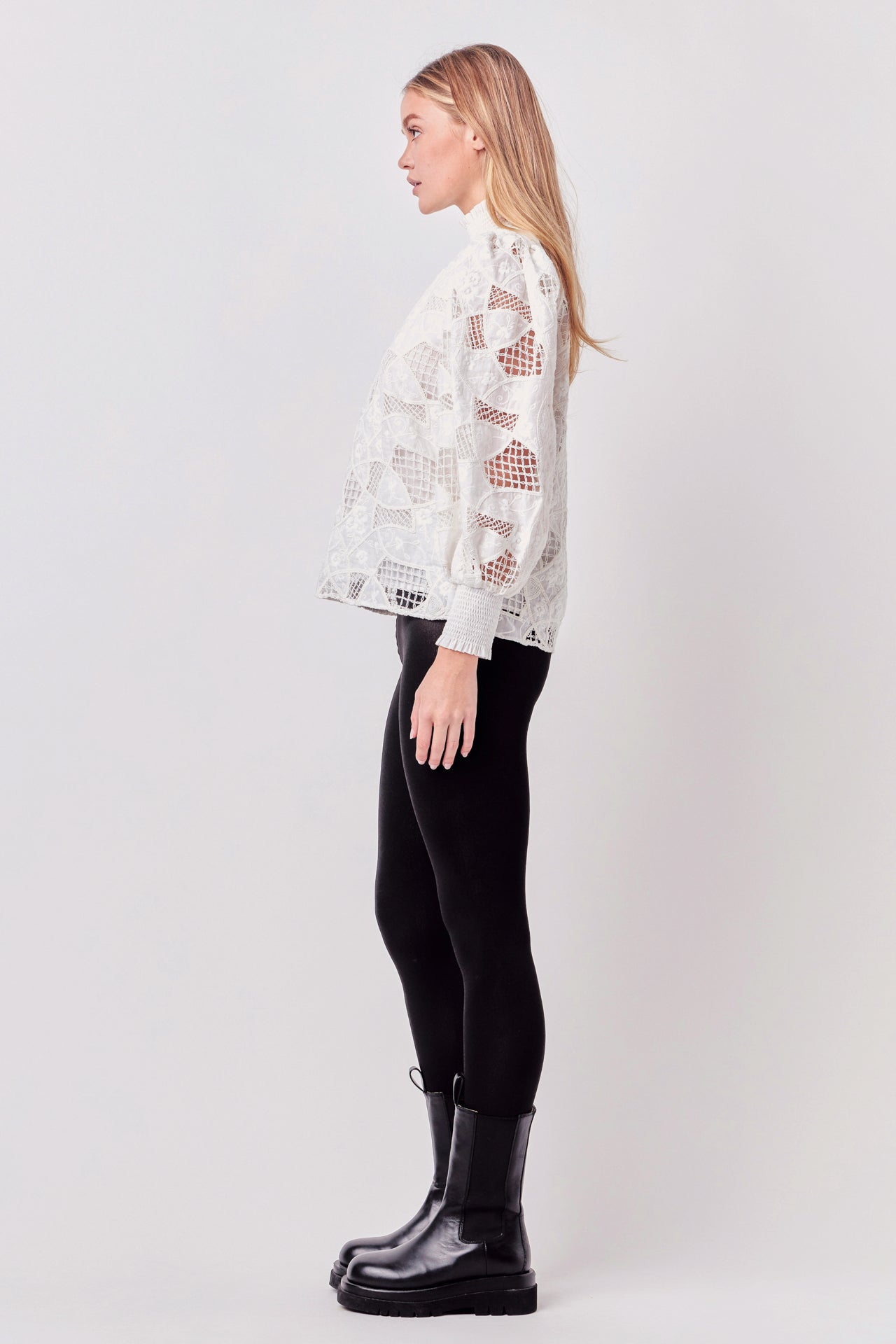 ENGLISH FACTORY - Embroidered Cotton Blouse with Smocked Neck - SHIRTS & BLOUSES available at Objectrare