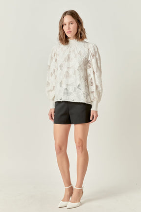 ENGLISH FACTORY - Embroidered Cotton Blouse with Smocked Neck - BLOUSES available at Objectrare