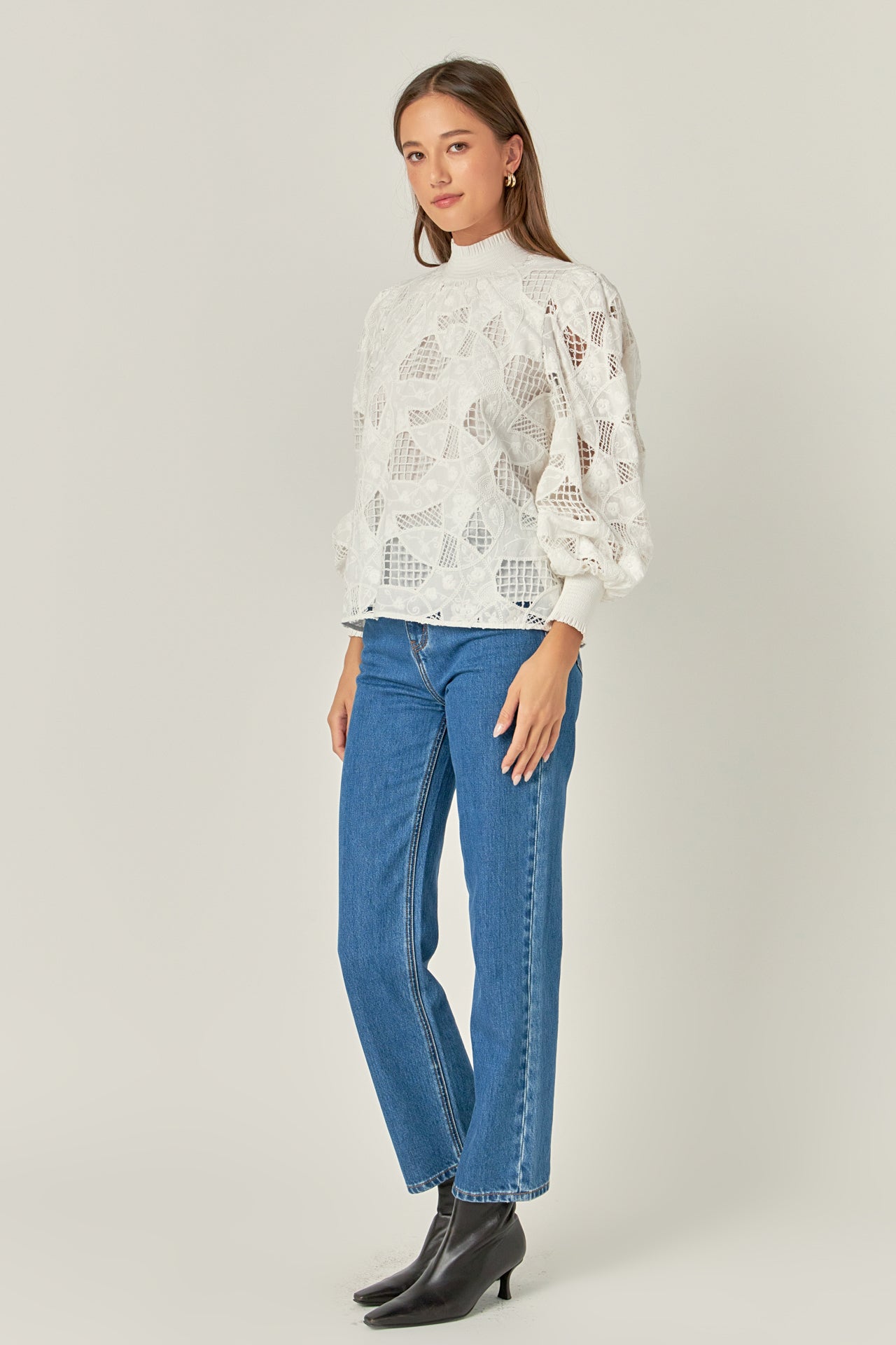 ENGLISH FACTORY - Embroidered Cotton Blouse with Smocked Neck - TOPS available at Objectrare