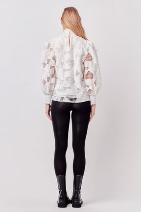 ENGLISH FACTORY - Embroidered Cotton Blouse with Smocked Neck - TOPS available at Objectrare