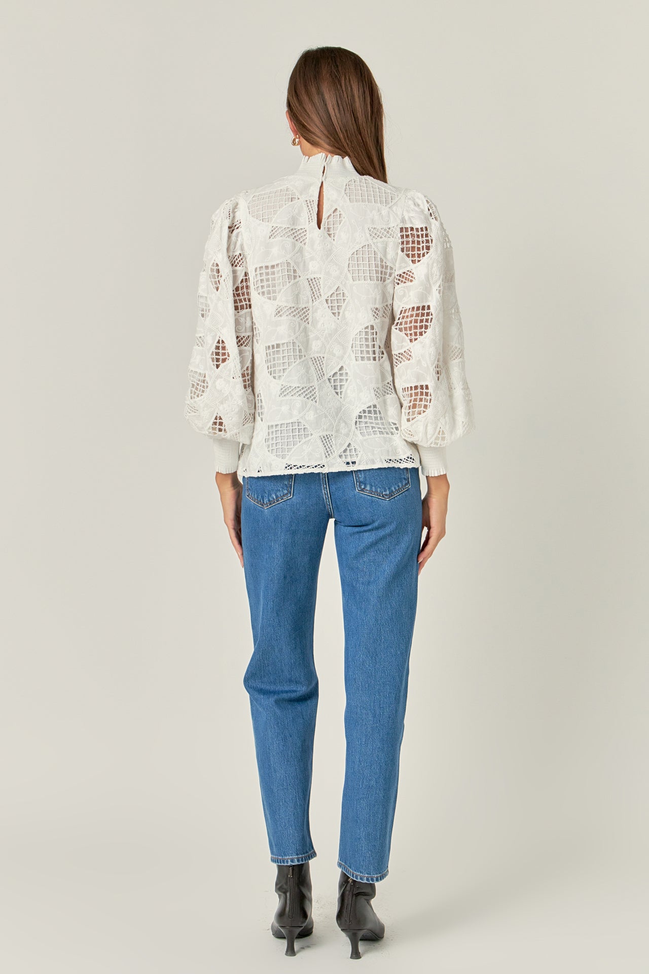 ENGLISH FACTORY - Embroidered Cotton Blouse with Smocked Neck - TOPS available at Objectrare