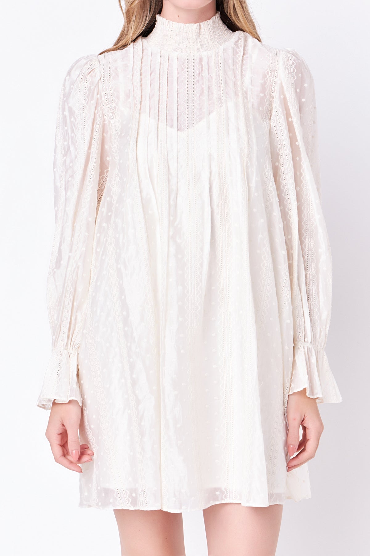 ENGLISH FACTORY - Embroidered Organza Smock Neck Dress - DRESSES available at Objectrare