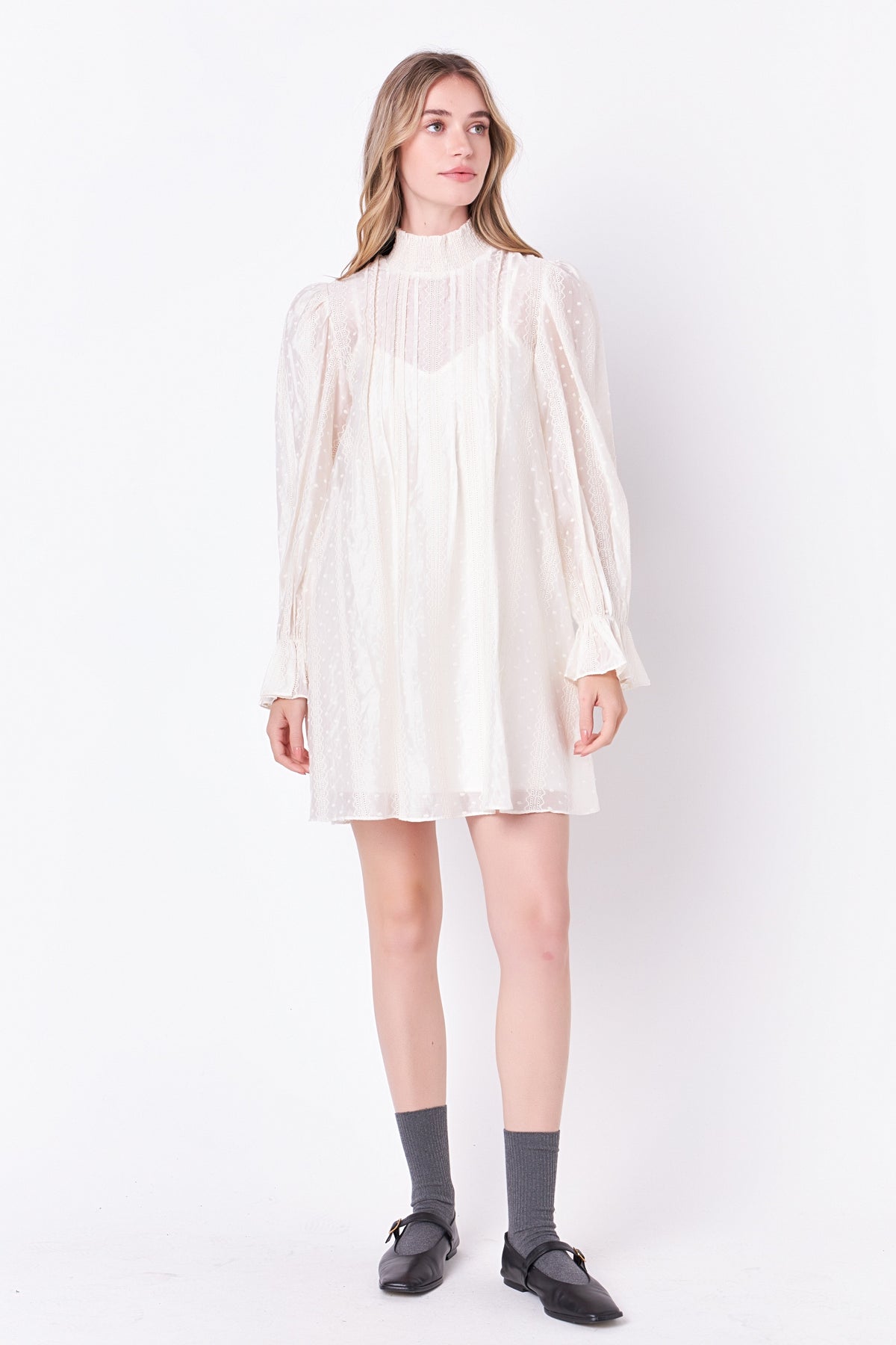 ENGLISH FACTORY - Embroidered Organza Smock Neck Dress - DRESSES available at Objectrare