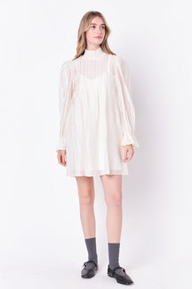 ENGLISH FACTORY - Embroidered Organza Smock Neck Dress - DRESSES available at Objectrare